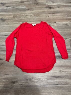 MICHAEL Michael Kors Bright Red Long-Sleeve Crewneck Top